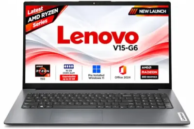 Lenovo V15 AMD Ryzen 5 150 15.6" (39.62cm) FHD 300 Nits Antiglare Thin and Light Laptop (16GB/512GB SSD/Windows 11/Office Home 2024/Luna Gre at ₹62,19