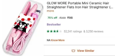 Portable Hair Straightener at ₹98