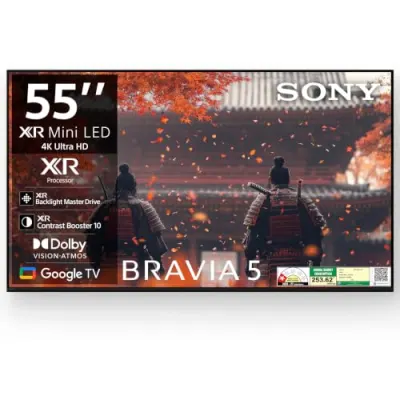 Sony 139 cm (55 inches) SmartChoice BRA 5 4K Ultra HD Smart Mini LED Google TV at ₹1,09,990