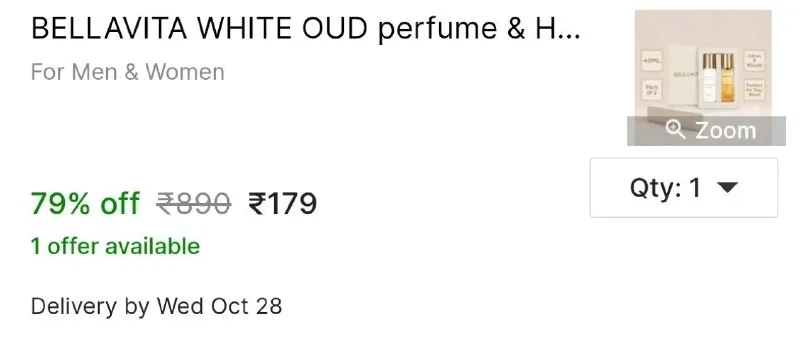 BELLAVITA WHITE OUD perfume & HONEY OUD perfume combo|2X20ML|With Citrus & Woody Notes| Eau de Parfum at ₹179