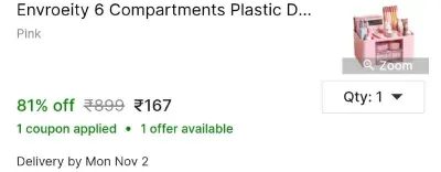 Envroeity 6 Compartments Plastic Desk Organizer at ₹167