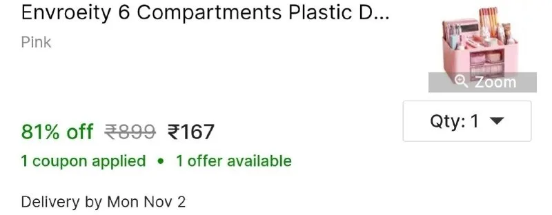 Envroeity 6 Compartments Plastic Desk Organizer at ₹167