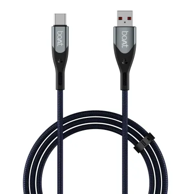 boAt Type A to C 65W Fast Charging Cable with 480 Mbps Data Transfer, Tangle-Free Cable in Premium Nylon Braided Design & Durable Aluminium  at ₹189