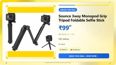 Sounce 3way Monopod Grip Tripod Foldable Selfie Stick at ₹99