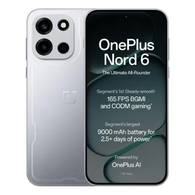 OnePlus Nord 6 | 8GB+256GB | Quick Silver | Snapdragon 8s Gen 4 at ₹44,999