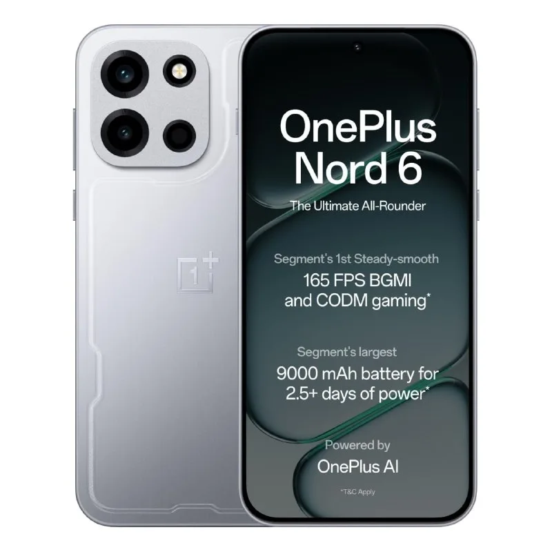 OnePlus Nord 6 | 8GB+256GB | Quick Silver | Snapdragon 8s Gen 4 at ₹43,499