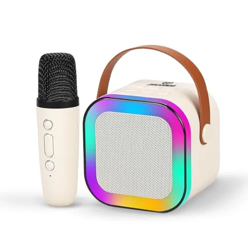 Wembley Rechargeable Karaoke Mic with Speaker for Singing | Wireless Mini Portable Bluetooth Speaker with Microphone & LED Lights | Cute Bir at ₹499