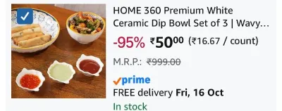 Dip Bowl Set of 3 at ₹50