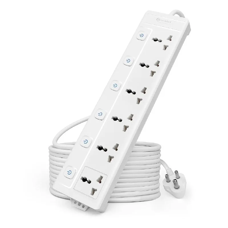 Cablet Extension Board 2500W 10A | 6 Universal Multi Plug Socket with Individual Switches at ₹879