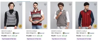 MONTE CARLO Men's Sweaters at minimum 65% Discount