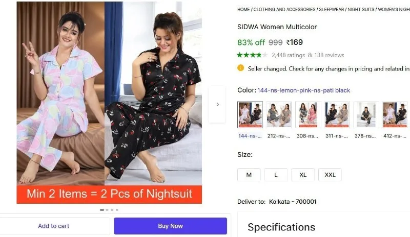 Night Dress at ₹169