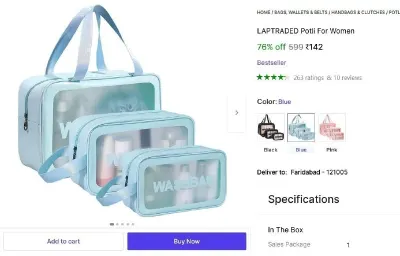 Cosemtic Bag at ₹142