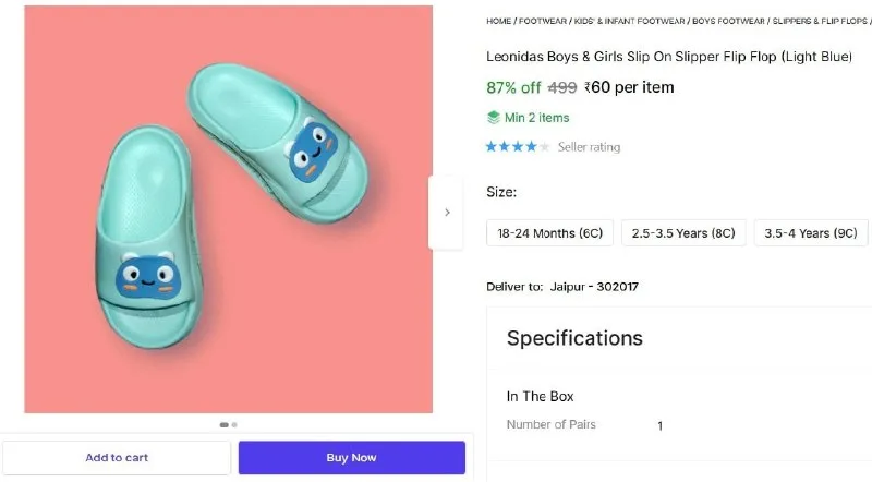 Boys & Girls Slip On Slipper at ₹60