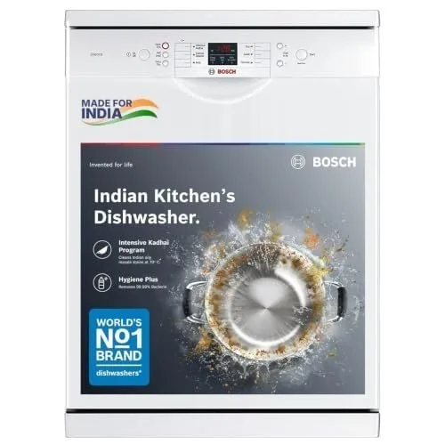 Bosch 13 Place Setting (fits up to 70 utensils) Free-Standing Dishwasher for Indian Utensils | Hygiene+ & Intensive Kadhai Program ( at ₹38,990