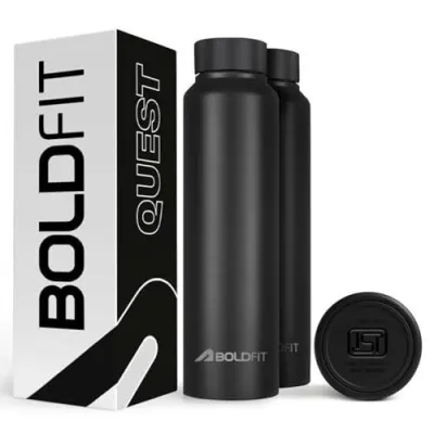 Boldfit Water Bottles Stainless Steel Water Bottle 1 Litre for School, Office, Home, Gym 1 Litre Sipper for Men Leakproof, Rust Free - 1000  at ₹369