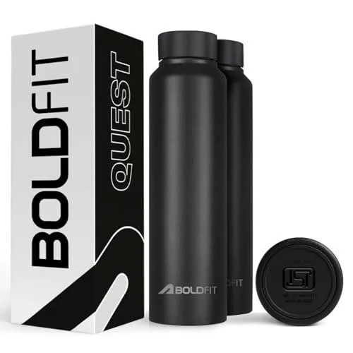 Boldfit Water Bottles Stainless Steel Water Bottle 1 Litre for School, Office, Home, Gym 1 Litre Sipper for Men Leakproof, Rust Free - 1000  at ₹369