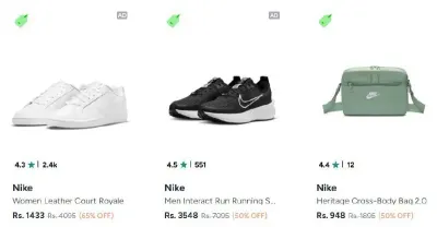 Nike upto 65% off. Limited time only