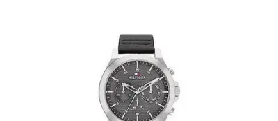 Tommy Hilfiger Lance Quartz Multifunction Dark Grey Dial Black Leather Strap Watch at ₹7,247