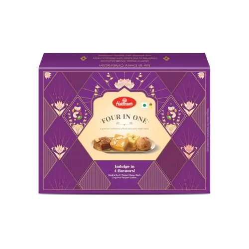 Haldiram's Four in One 450G, Savour The Variety of Indian Sweets (Contains Dodha Burfi, Patisa, Besan Burfi & Panjeeri Ladoo) at ₹275