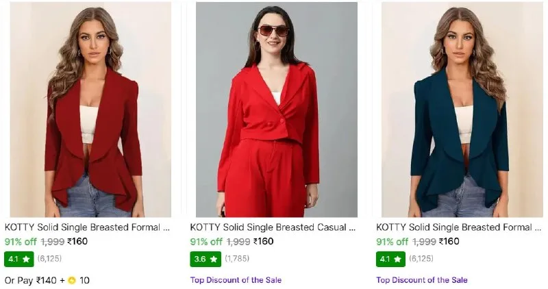 Kotty Women's Readymade Blazers from ₹160