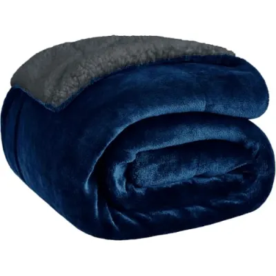 Sherpa Double Bed Blanket 400 GSM, 220x240 cm, Navy Blue at ₹1,149