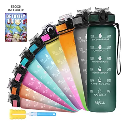 SOLARA Sipper Water Bottle for adults 1 Litre, Leakproof, BPA-Free & Durable Tritan, Water Bottle for Gym, Kids, School & Office, Motivation at ₹299