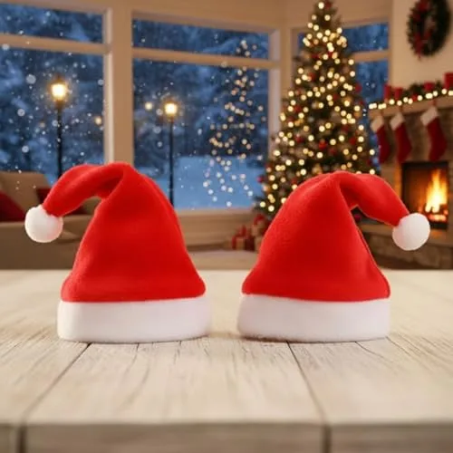 BookMyCostume Christmas Set of 2 Santa Caps for Adults | Red at ₹30