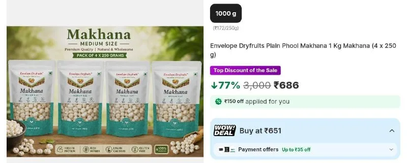 1 KG Makhana at ₹686