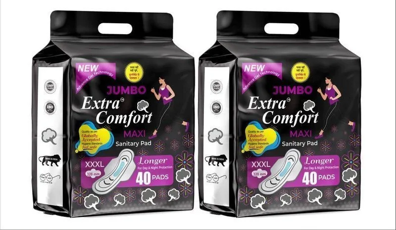 Extra Comfort 80 PCS Jumbo Sanitary 100% Natural Cotton Pad leakage Proof Sanitary Napkins Sanitary Pad at ₹237