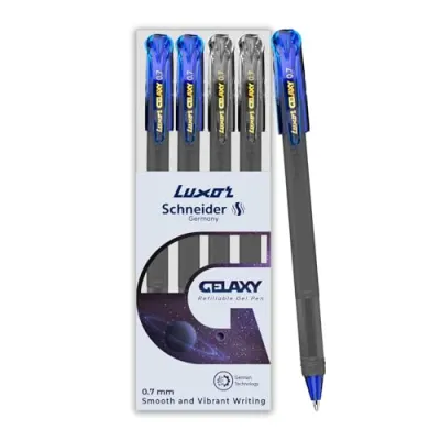Luxor Schneider Gelaxy|Refillable Gel Pen|Pack of 4-(2Blue + 2Black)|0.7mm Precise Writing|Quick Dry Ink | German Technology|Smooth Writing  at ₹99