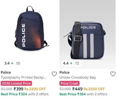 Police Backpack, Trolley & Many More at Huge Discount at ₹399
