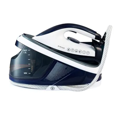 SINGER STEAMINATOR 8 Bar 2600 W Steam Generator Iron | 100 g/min Continuous Steam | 1.5L Water Tank | Ceramic Soleplate | Vertical Steam at ₹5,391