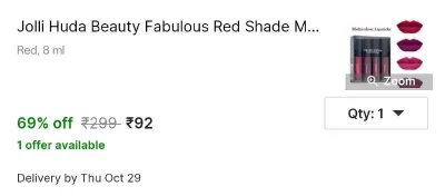 Jolli Huda Beauty Fabulous Red Shade Matte Longlasting Waterproof Lipstick |The Red Edition at ₹92