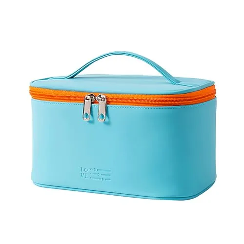 Cortina Large Travel Makeup Bag & Cosmetic Organizer for Women, Light Blue at ₹299