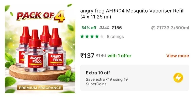 Mosquito Vaporiser Refill (Pack of 4) at ₹156