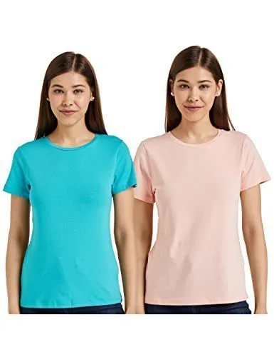 Symbol Women Cotton Stretch Regular Fit Round Neck Half Sleeve T-Shirt (Available in Plus Sizes) at ₹249