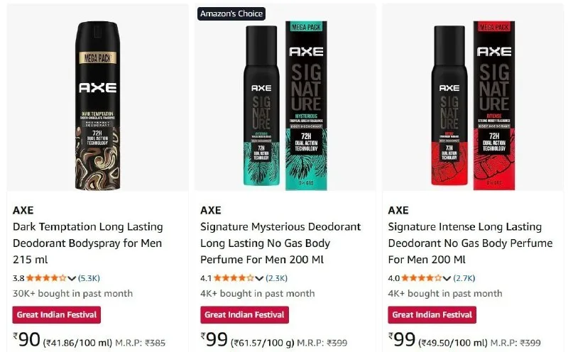 Axe Deos at ₹90