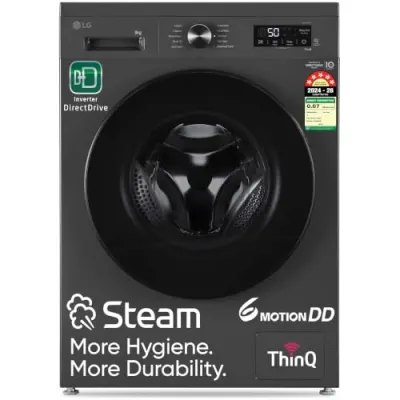 LG 8 Kg, 5 Star, Wi-Fi, Direct Drive Technology, Steam Wash, 6 Motion DD, Fully-Automatic Front Load Washing Machine (FHB1208Z4M, Allergy Ca at ₹27,99