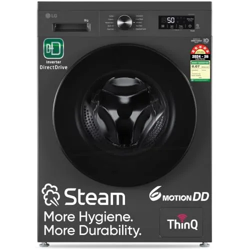 LG 8 Kg, 5 Star, Wi-Fi, Direct Drive Technology, Steam Wash, 6 Motion DD, Fully-Automatic Front Load Washing Machine (FHB1208Z4M, Allergy Ca at ₹27,99