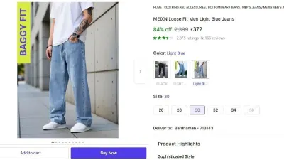 Loose Fit Men Light Blue Jeans at ₹372