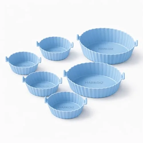 Air Fryer Silicone Liners Reusable – 6 Pack Food Grade Non-Stick Silicone Air Fryer Basket Bowl, Heat Resistant Baking Tray for Airfryer Ove at ₹99