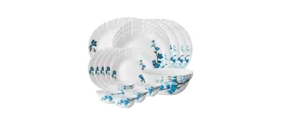 Larah By Borosil Mimosa Opalware Dinner Set, 21-Pieces, White at ₹1,402