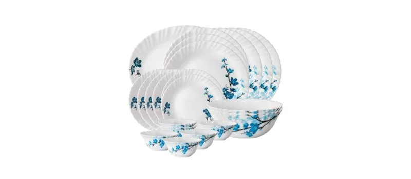 Larah By Borosil Mimosa Opalware Dinner Set, 21-Pieces, White at ₹1,402