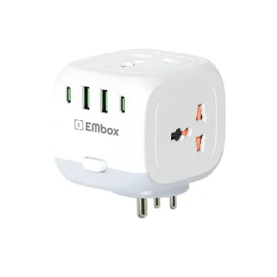 EMBOX Multi Plug Socket with Type C Port Master Switch-Cordless Extension Board with 3 Sockets 2 USB A & 2 USB C Slot at ₹599
