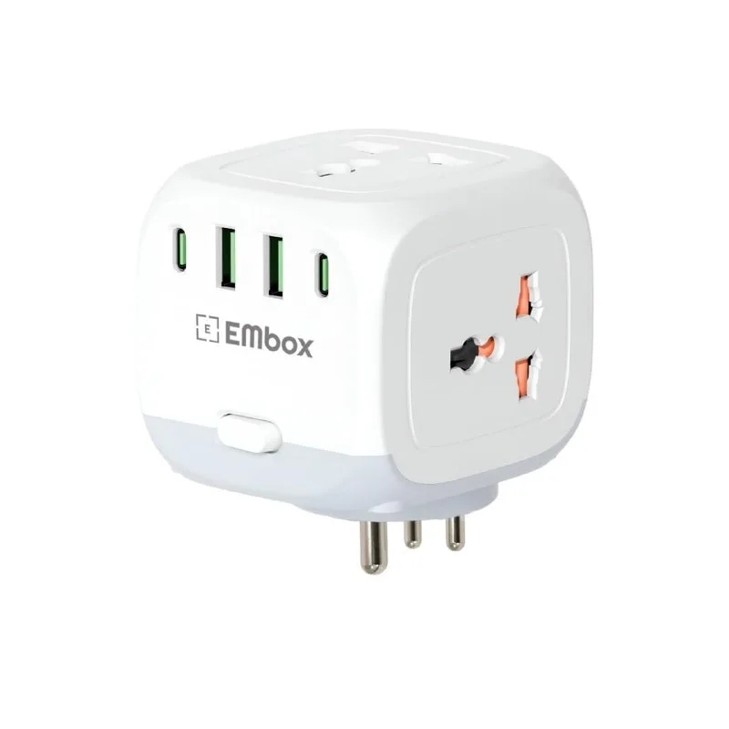 EMBOX Multi Plug Socket with Type C Port Master Switch-Cordless Extension Board with 3 Sockets 2 USB A & 2 USB C Slot at ₹599