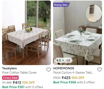 Cotton Table Covers at 50% Off
