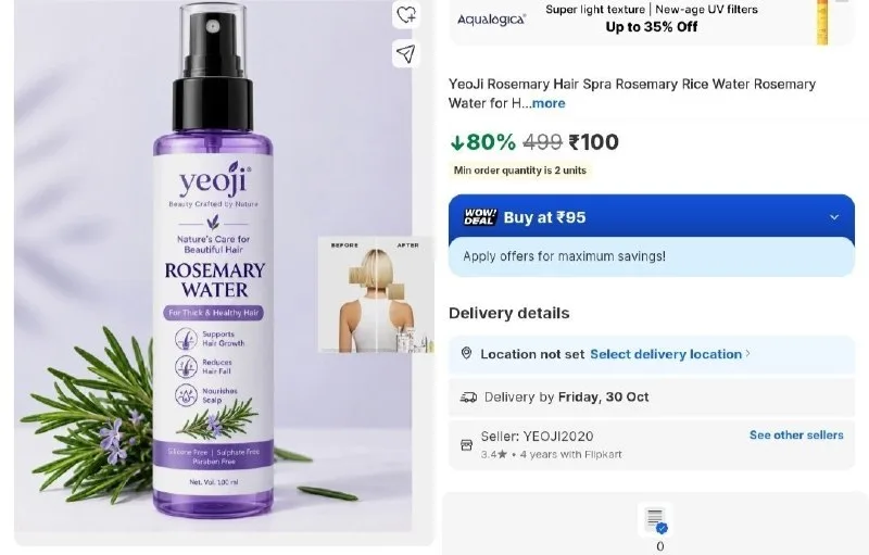 Rosemary Hair Water for Hair Growth at ₹100