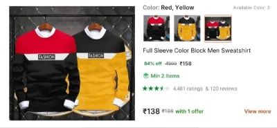 Men Sweatshirt at ₹158