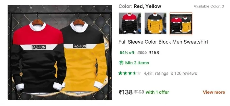 Men Sweatshirt at ₹158