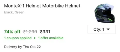 MonteX-1 Helmet Motorbike Helmet at ₹331